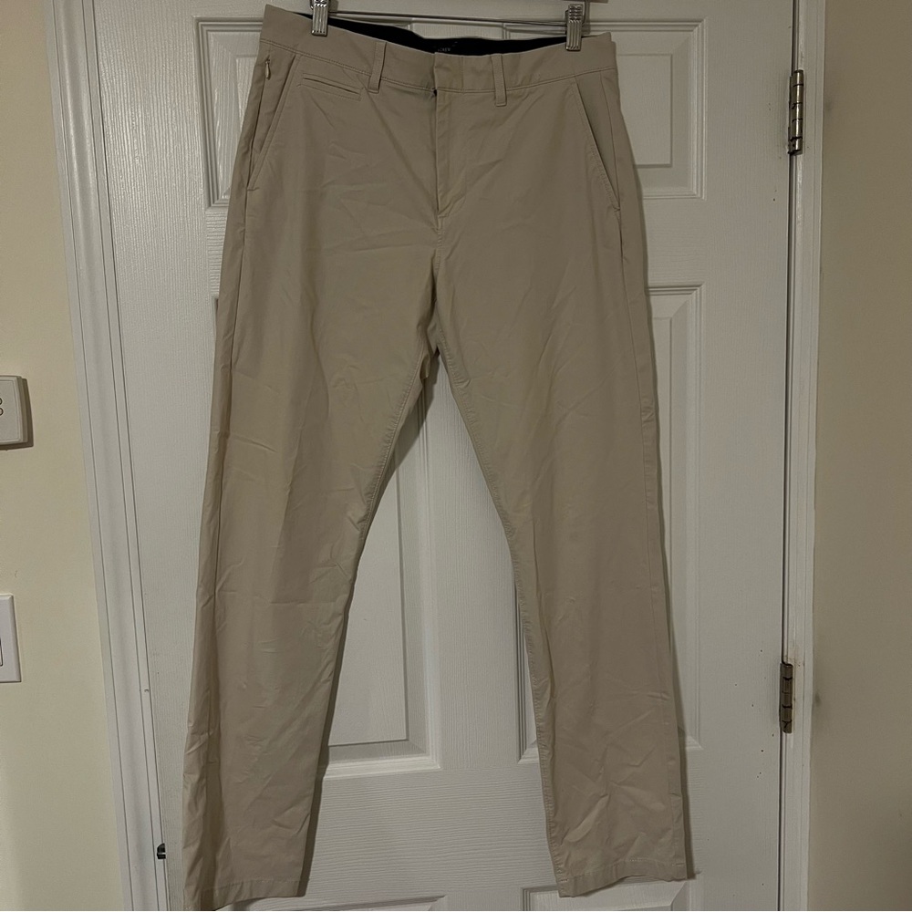 J. Crew Pants Mens 32 X 32 Beige Khaki 770 Straight Fit Tech Stretch Performance